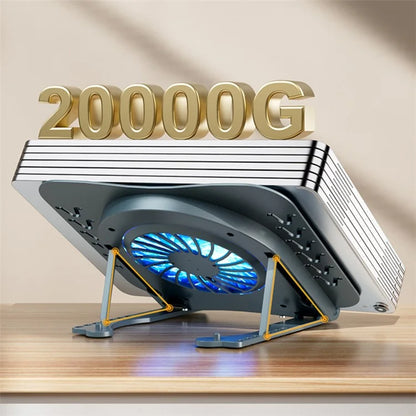 AZEADA AZ-X02 Folding Notebook Cooling Pad 7 Height Adjustable Laptop Tablets Stand with Cooling Fan
