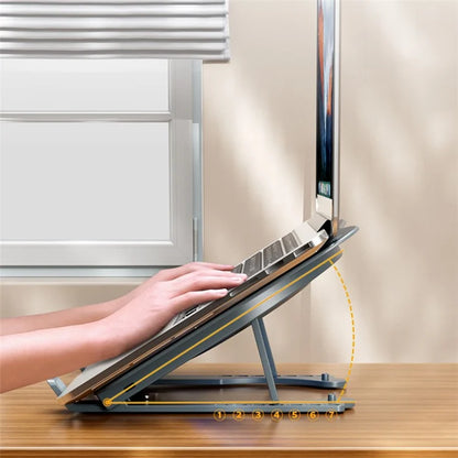 AZEADA AZ-X02 Folding Notebook Cooling Pad 7 Height Adjustable Laptop Tablets Stand with Cooling Fan