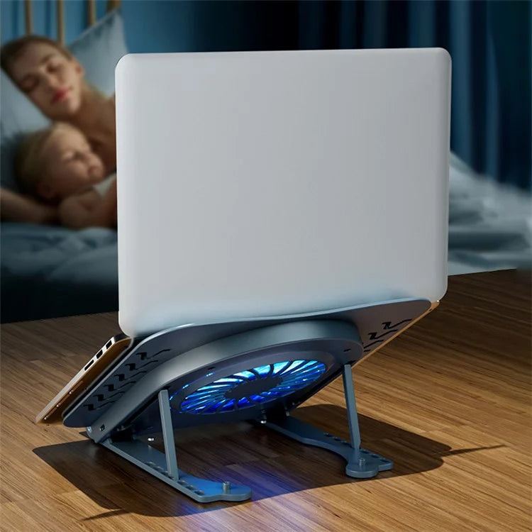AZEADA AZ-X02 Folding Notebook Cooling Pad 7 Height Adjustable Laptop Tablets Stand with Cooling Fan