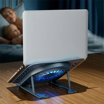 AZEADA AZ-X02 Folding Notebook Cooling Pad 7 Height Adjustable Laptop Tablets Stand with Cooling Fan