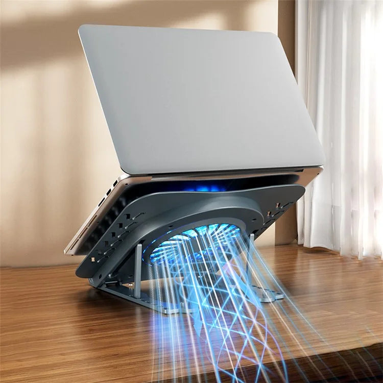 AZEADA AZ-X02 Folding Notebook Cooling Pad 7 Height Adjustable Laptop Tablets Stand with Cooling Fan