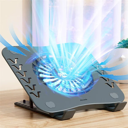 AZEADA AZ-X02 Folding Notebook Cooling Pad 7 Height Adjustable Laptop Tablets Stand with Cooling Fan