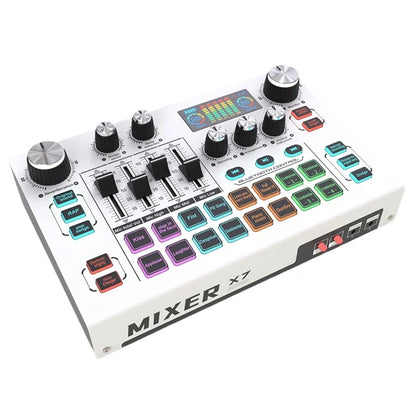 X7 Professional 48V Microphone Live Sound Card Live Broadcast Audio Mixer