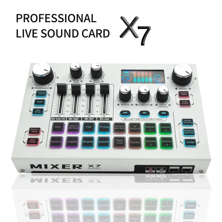 X7 Professional 48V Microphone Live Sound Card Live Broadcast Audio Mixer