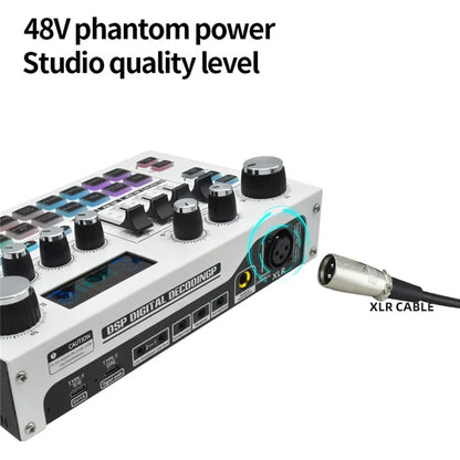 X7 Professional 48V Microphone Live Sound Card Live Broadcast Audio Mixer