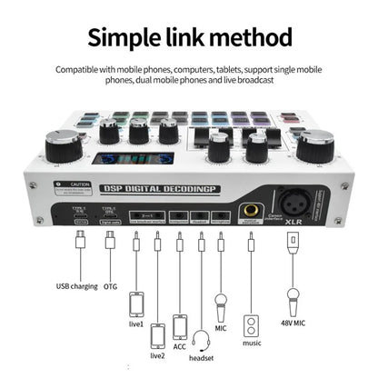 X7 Professional 48V Microphone Live Sound Card Live Broadcast Audio Mixer