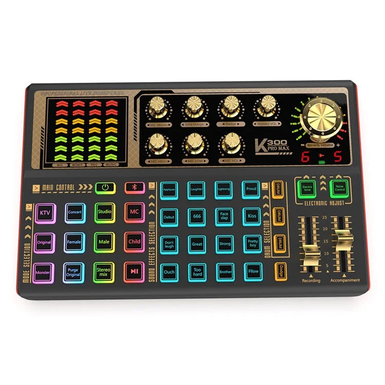 K300 Pro Max Universal Wireless Bluetooth Audio Mixer Live Sound Card ...