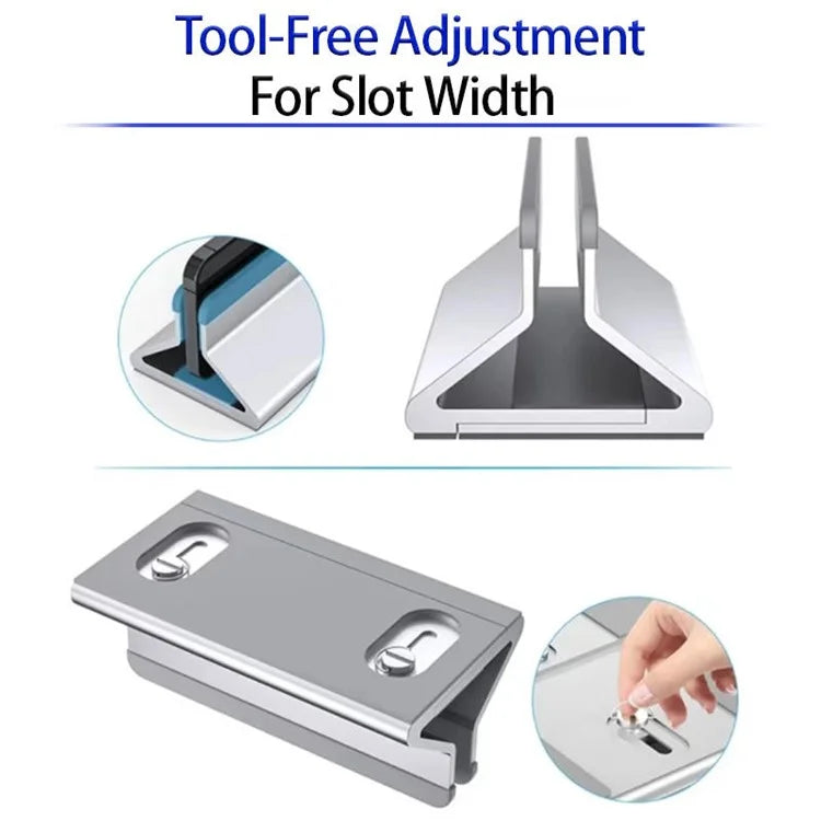 C4 Adjustable Width Single Slot Storage Base for Notebooks and Tablets Aluminum Alloy Desk Stand