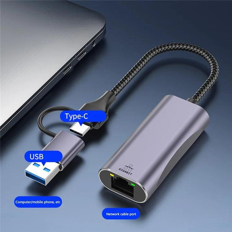 T30B Docking Station USB / Type-C to Gigabit Hub Adapter for Notebook, Tablet, Phones