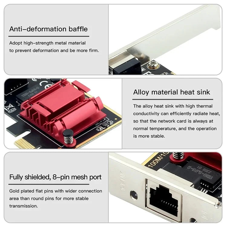 TXA092 Network Card Computer Gaming 2.5G Gigabit Ethernet Adapter Supports ROS, Esxi, PXE Boot