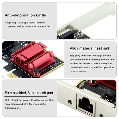 TXA092 Network Card Computer Gaming 2.5G Gigabit Ethernet Adapter Supports ROS, Esxi, PXE Boot
