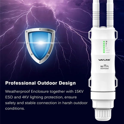 WAVLINK WN570HN2 300Mbps High Power Outdoor Router with PoE Powered WAN / LAN Ports Weatherproof / AP / Repeater Mode