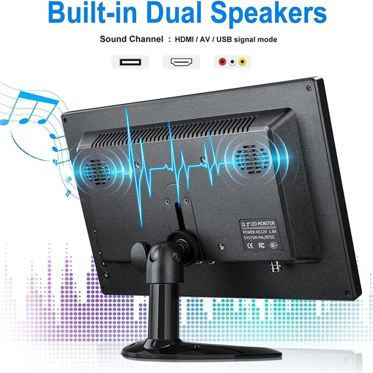 RX-103A 13.3" Full HD Monitor 1366x768 LED Display Screen with Remote Control