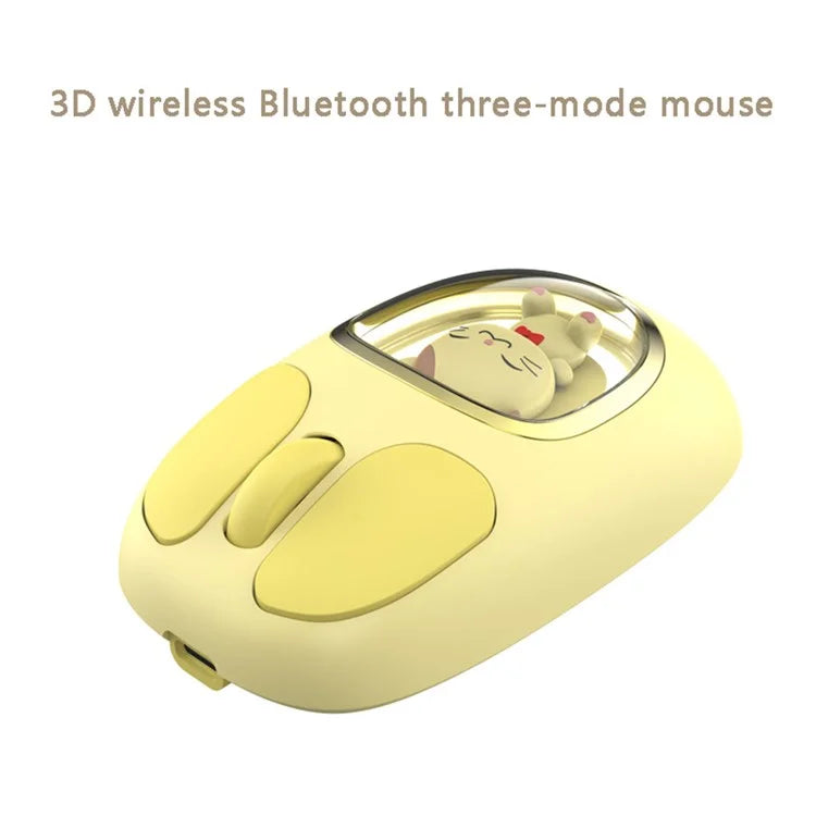 Y-FRUITFUL M94 2.4G+Bluetooth 3.0+Bluetooth 5.0 Tri-Mode Mouse Cartoon Doll Wireless Mice