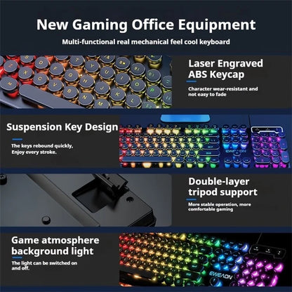 EWEADN GX30 Retro Punk Computer Laptop Keyboard USB Wired Backlit Gaming Keyboard