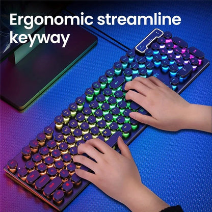 EWEADN GX30 Retro Punk Computer Laptop Keyboard USB Wired Backlit Gaming Keyboard