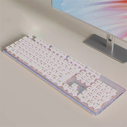 EWEADN V3 Home Office Computer Laptop Mute Keyboard USB Wired Backlit Keyboard