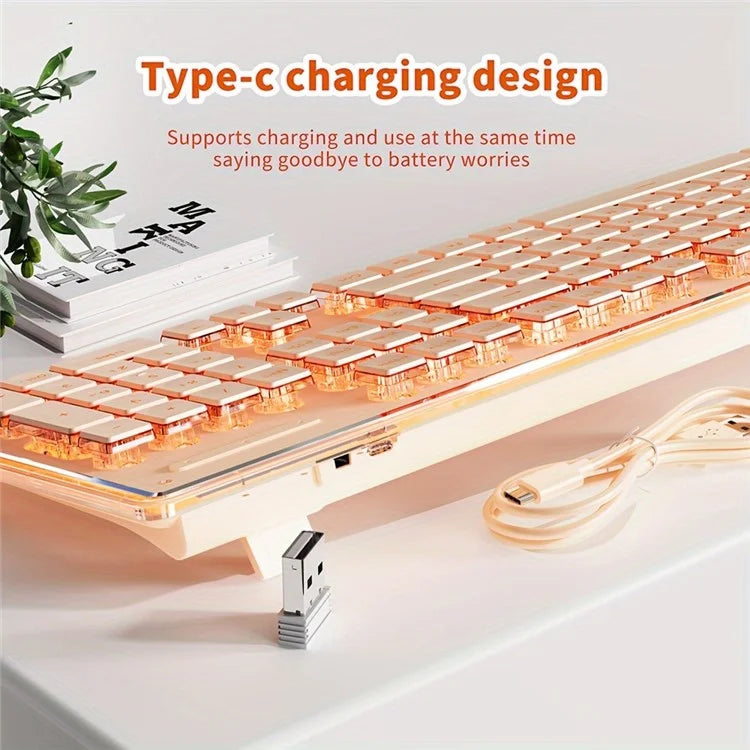 EWEADN V3 Home Office Computer Laptop Mute Keyboard USB Wired Backlit Keyboard
