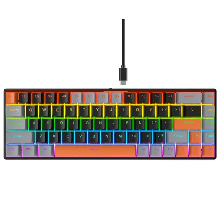 Y-FRUITFUL K68 Color Splicing Wired Keyboard 68-Key RGB Backlit ...