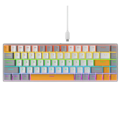 Y-FRUITFUL K68 Color Splicing Wired Keyboard 68-Key RGB Backlit Computer Office Gaming Keyboard