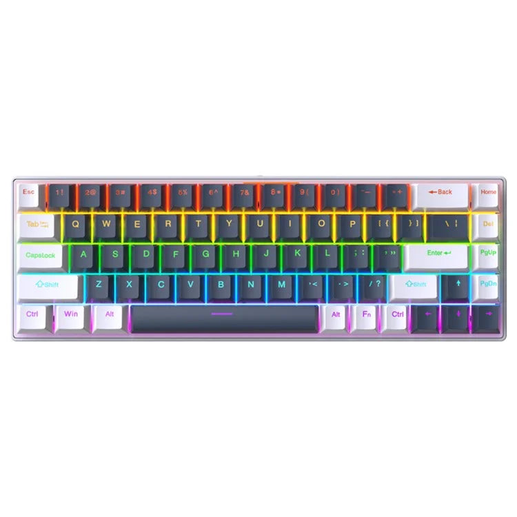 Y-FRUITFUL K68 Color Splicing Wired Keyboard 68-Key RGB Backlit Computer Office Gaming Keyboard