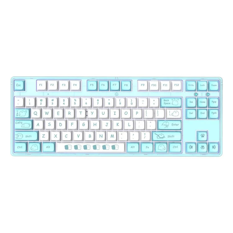HXSJ L600 Cartoon Pattern 87-Key Mechanical Keyboard Ergonomic Wired Gaming Keyboard