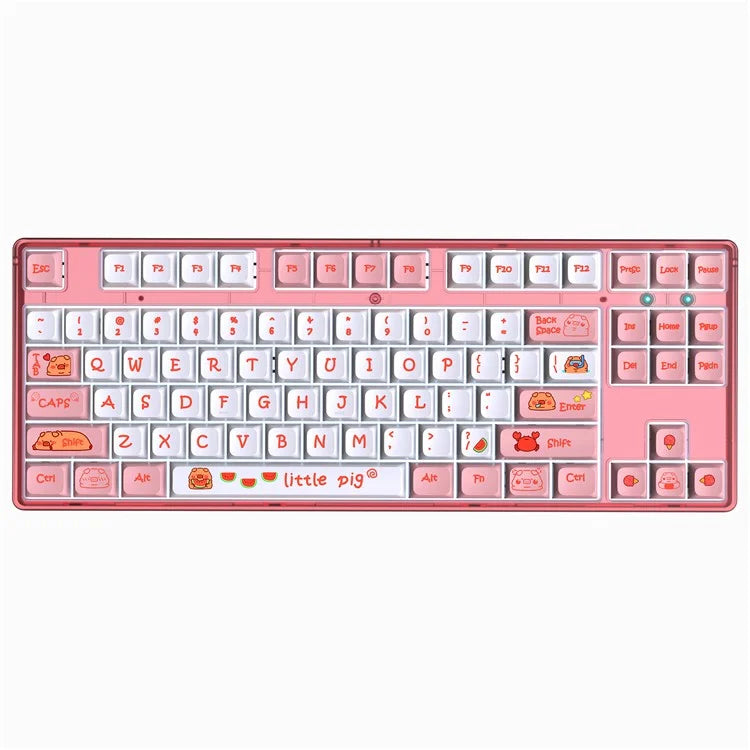 HXSJ L600 Cartoon Pattern 87-Key Mechanical Keyboard Ergonomic Wired Gaming Keyboard