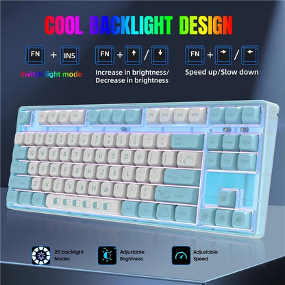 HXSJ L600 Cartoon Pattern 87-Key Mechanical Keyboard Ergonomic Wired Gaming Keyboard