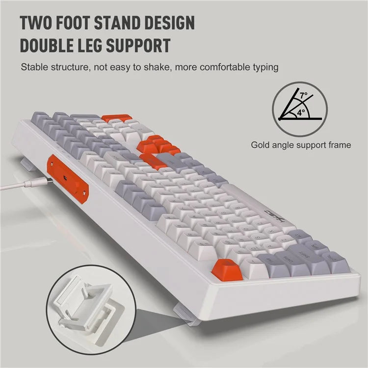 HXSJ V300 Mechanical Gaming Keyboard 108 Keys RGB Streamer Adjustable Backlit Wired Keyboard