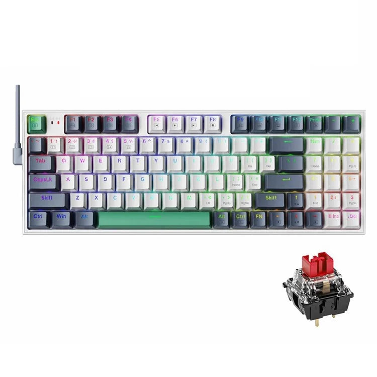 MACHENIKE K500-94 Wired Gaming Keyboard RGB Backlight Mechanical Feel Ergonomic Keyboard