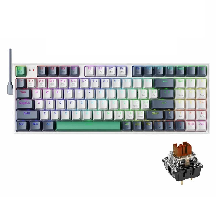 MACHENIKE K500-94 Wired Gaming Keyboard RGB Backlight Mechanical Feel Ergonomic Keyboard
