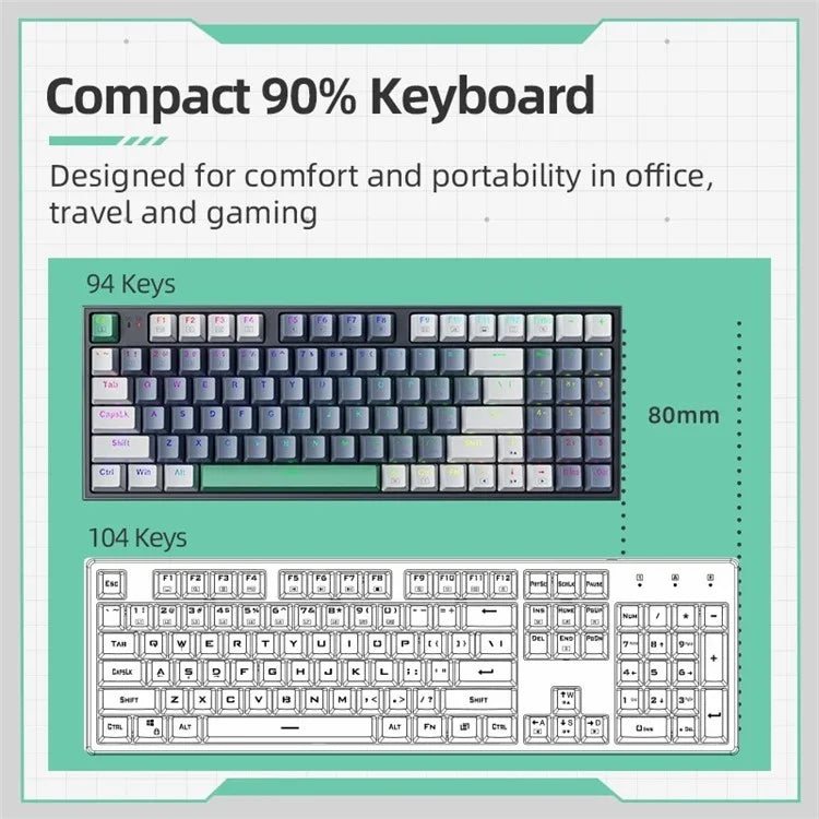 MACHENIKE K500-94 Wired Gaming Keyboard RGB Backlight Mechanical Feel Ergonomic Keyboard