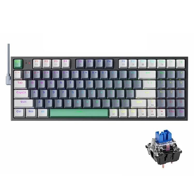 MACHENIKE K500-94 Wired Gaming Keyboard RGB Backlight Mechanical Feel Ergonomic Keyboard