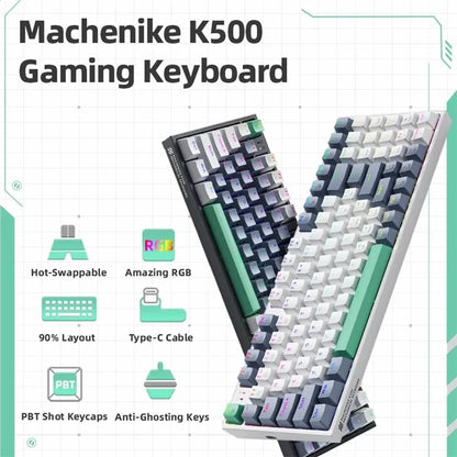 MACHENIKE K500-94 Wired Gaming Keyboard RGB Backlight Mechanical Feel Ergonomic Keyboard