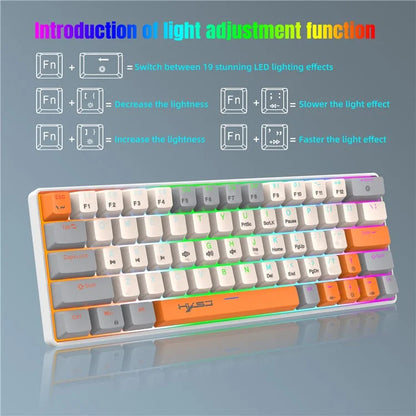 HXSJ V500 Mechanical Wired Keyboard 63 Keys Gaming Keyboard with Backlight Effect