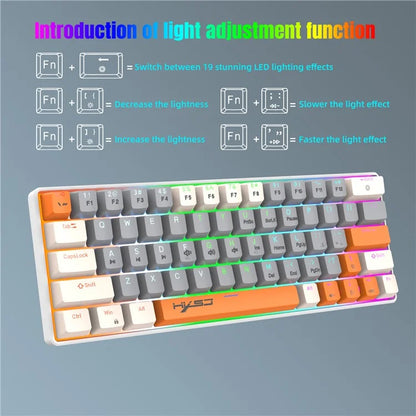 HXSJ V500 Mechanical Wired Keyboard 63 Keys Gaming Keyboard with Backlight Effect