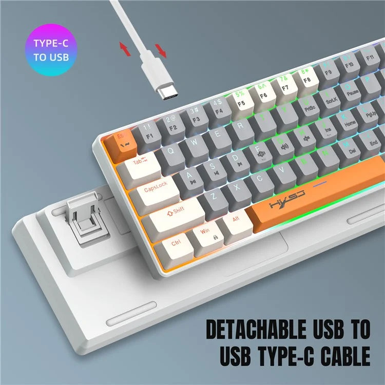 HXSJ V500 Mechanical Wired Keyboard 63 Keys Gaming Keyboard with Backlight Effect