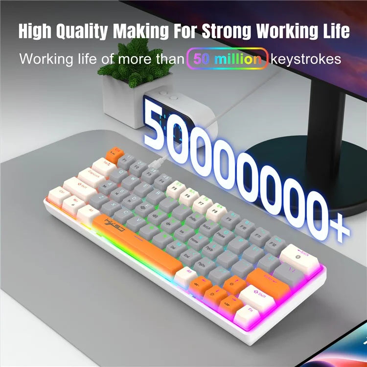 HXSJ V500 Mechanical Wired Keyboard 63 Keys Gaming Keyboard with Backlight Effect