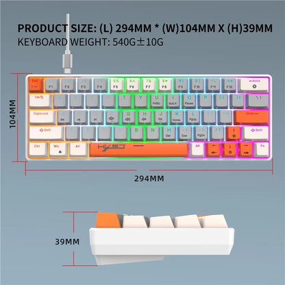 HXSJ V500 Mechanical Wired Keyboard 63 Keys Gaming Keyboard with Backlight Effect