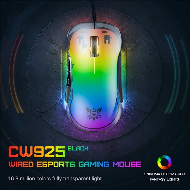 ONIKUMA CW925 USB Wired Gaming Mouse RGB Light Computer Laptop Mice