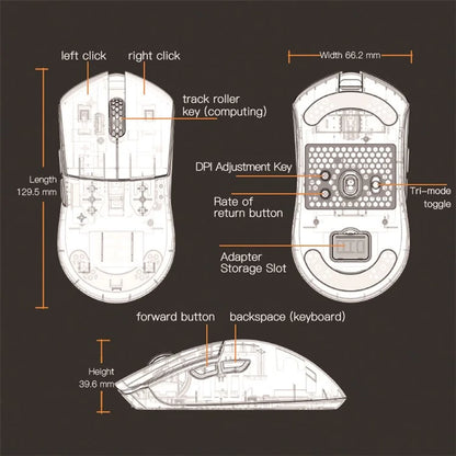 DARMOSHARK M3 Pro Tri-Mode 2.4G / USB-C / Bluetooth Mouse Wireless Gaming Mouse PAW3395 Chip for Laptop PC