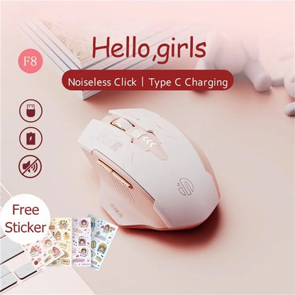 INPHIC F8 Rechargeable 2.4G Wireless Gaming Working Girls Mouse Computer Laptop Mute Mice