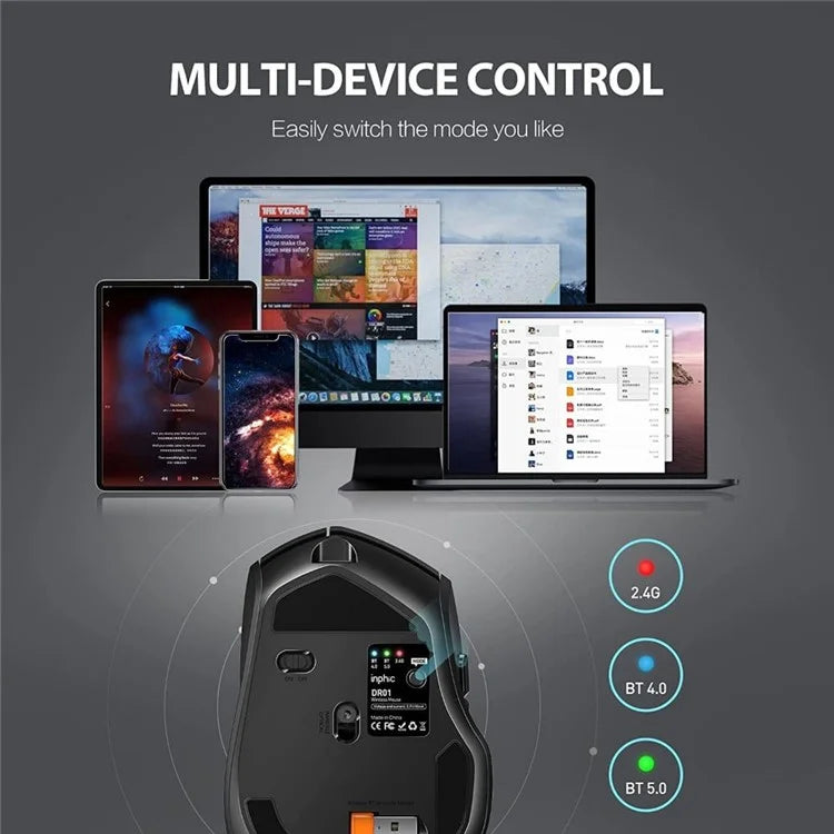 INPHIC DR01 Bluetooth 4.0 / Bluetooth 5.0 / 2.4G Wireless Mouse Computer Laptop Ergonomics Mice
