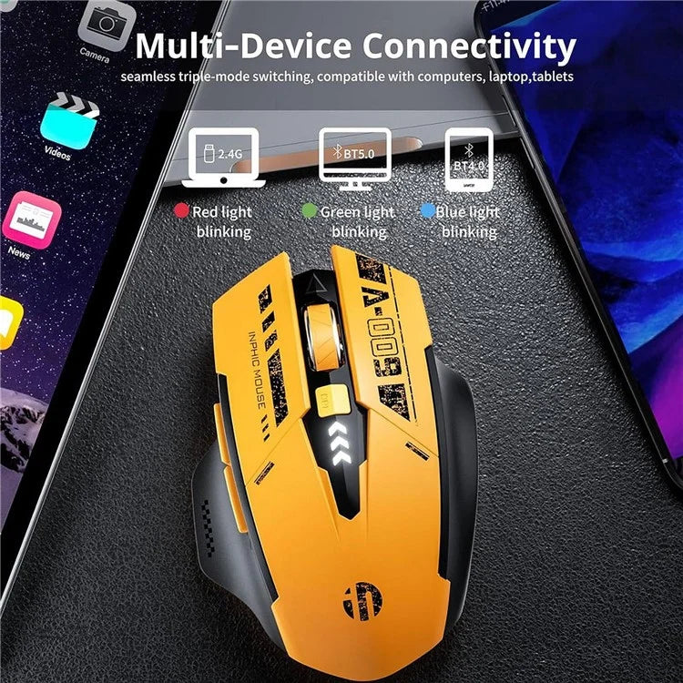 INPHIC A9 Bluetooth + 2.4G Wireless Three-Mode Mouse 5 DPI Ergonomic Gaming Mice