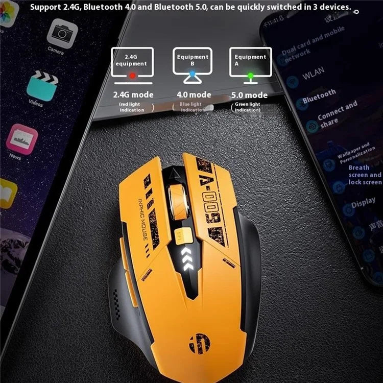 INPHIC A9 Bluetooth + 2.4G Wireless Three-Mode Mouse 5 DPI Ergonomic Gaming Mice