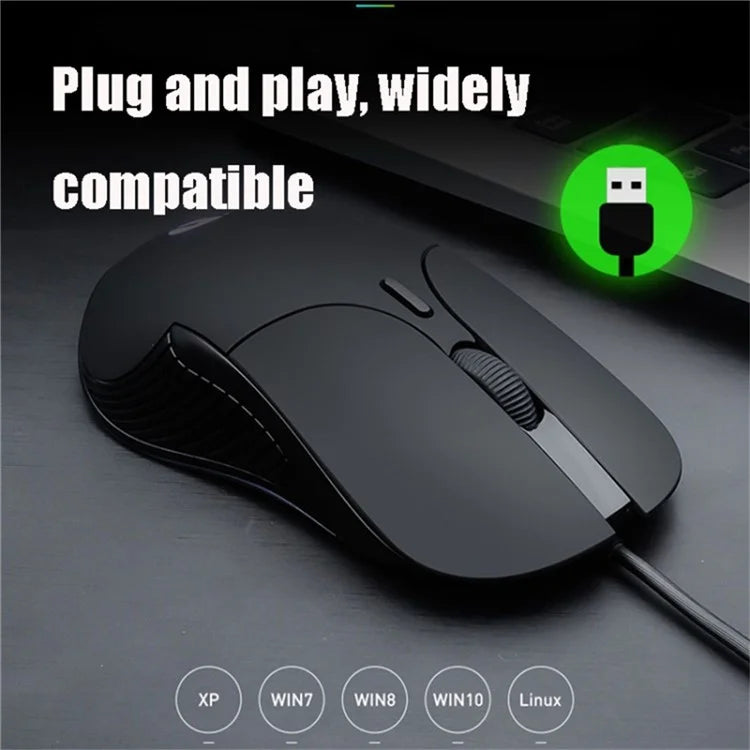 INPHIC PB1 USB Wired Business Office Gaming Mouse Mute Macro Programming Computer Laptop Mice