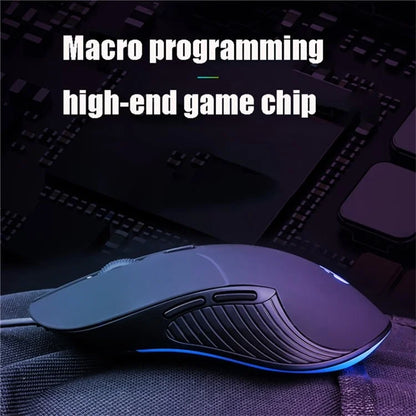 INPHIC PB1 USB Wired Business Office Gaming Mouse Mute Macro Programming Computer Laptop Mice