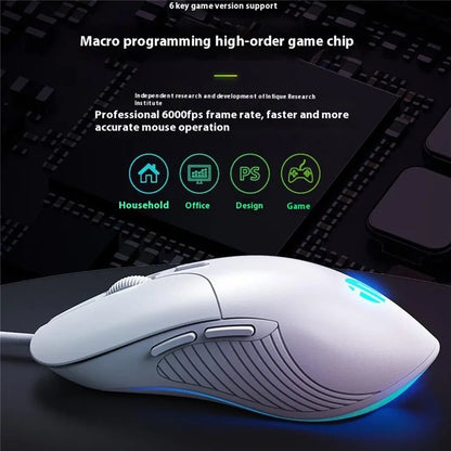 INPHIC PB1 USB Wired Business Office Gaming Mouse Mute Macro Programming Computer Laptop Mice
