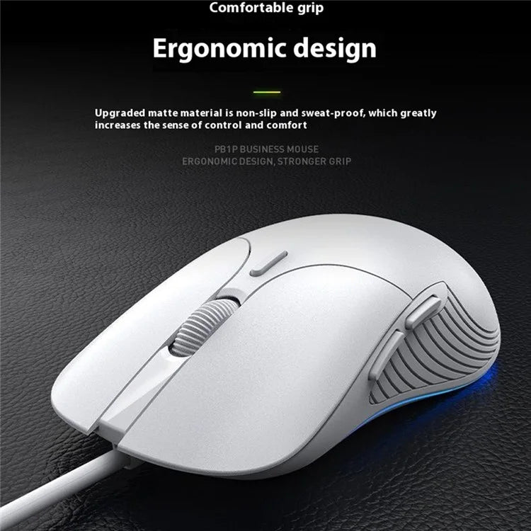 INPHIC PB1 USB Wired Business Office Gaming Mouse Mute Macro Programming Computer Laptop Mice