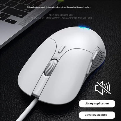 INPHIC PB1 USB Wired Business Office Gaming Mouse Mute Macro Programming Computer Laptop Mice